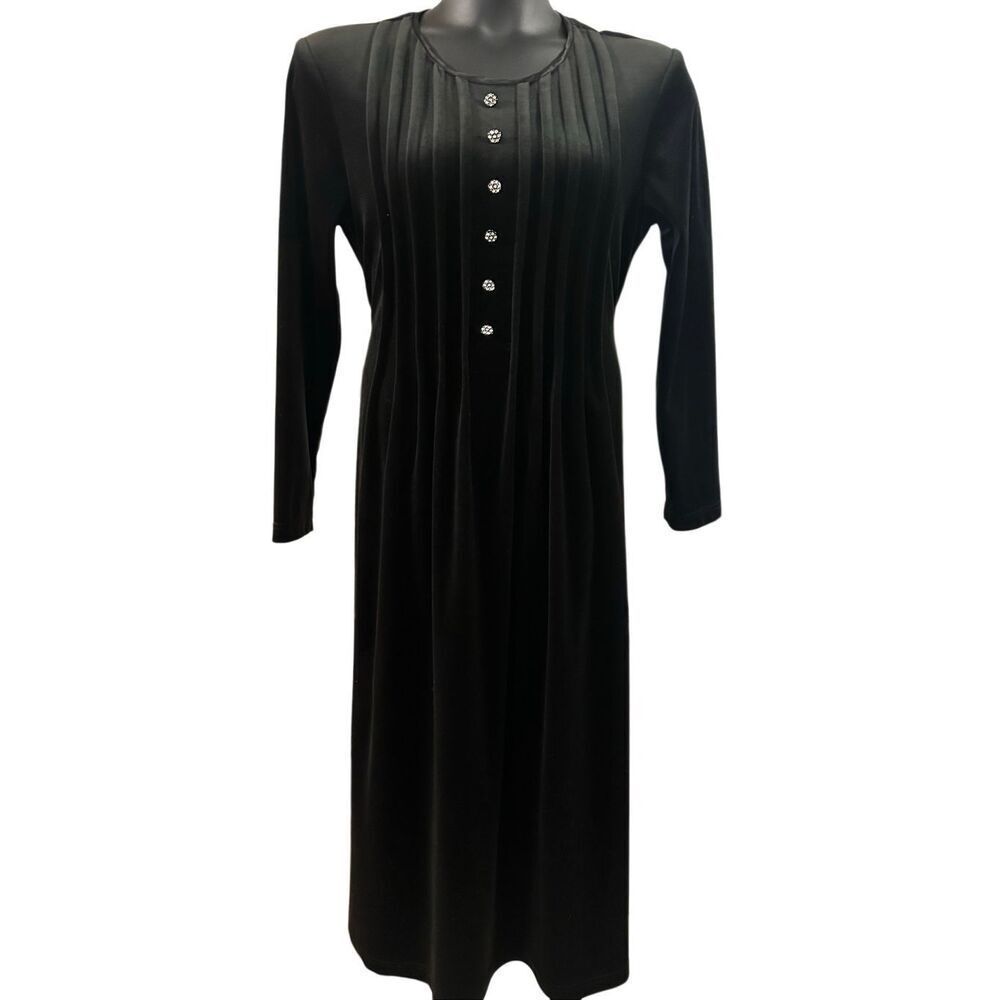 Vintage Chiasso Women's Velvet Pleated  Maxi Dress Black Size 12